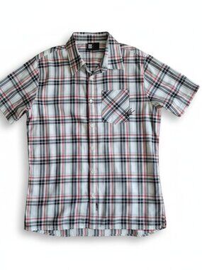 Rusty White, Black & Red Plaid Short Sleeve Shirt Medium